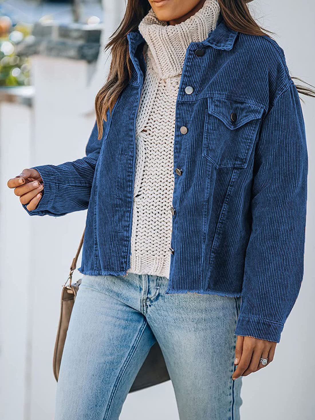 Women's Jackets Corduroy Button Loose Long Sleeve Jacket - Coats & Jackets - INS | Online Fashion Free Shipping Clothing, Dresses, Tops, Shoes - 19/10/2021 - 20-30 - Coats & Jackets