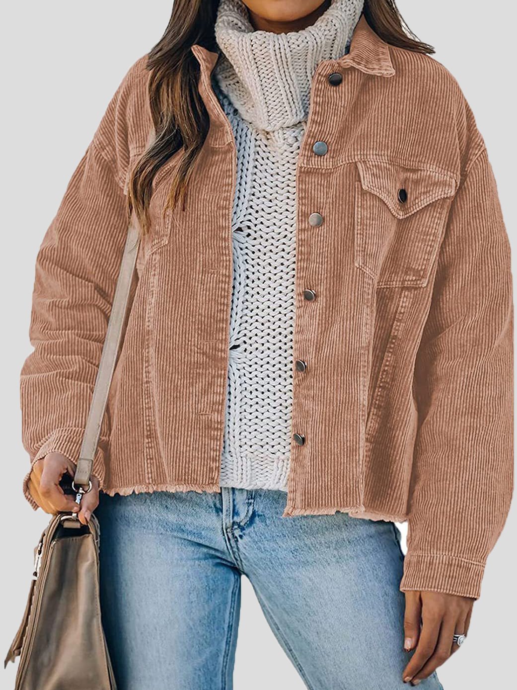 Women's Jackets Corduroy Button Loose Long Sleeve Jacket - Coats & Jackets - INS | Online Fashion Free Shipping Clothing, Dresses, Tops, Shoes - 19/10/2021 - 20-30 - Coats & Jackets