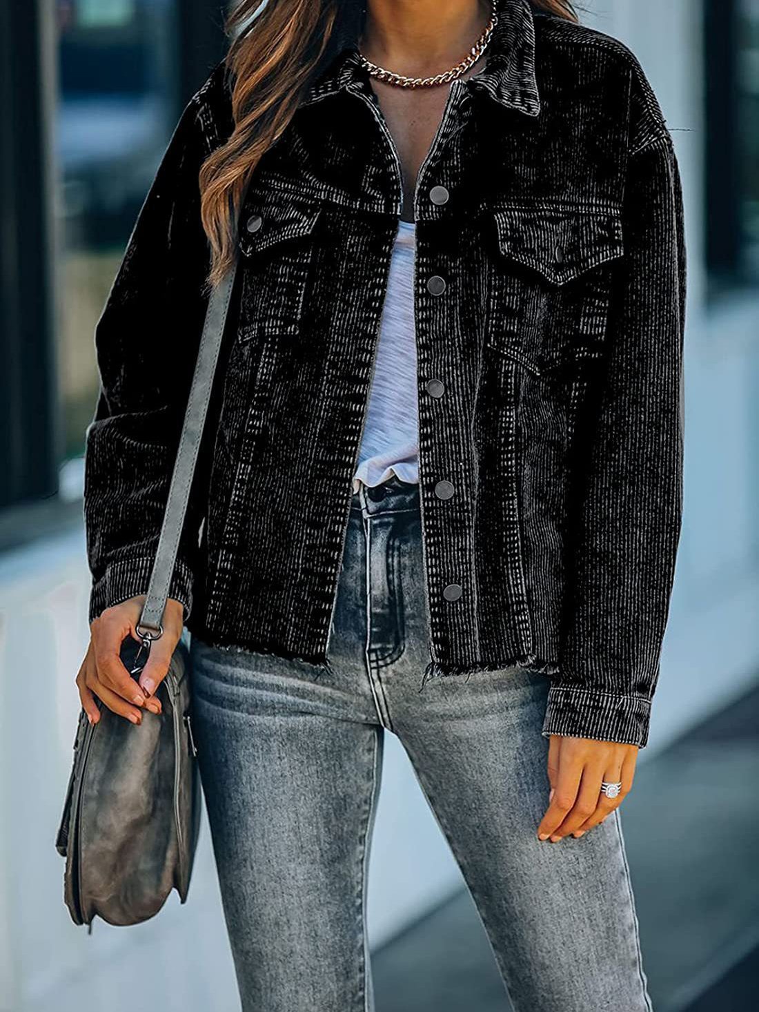 Women's Jackets Corduroy Button Loose Long Sleeve Jacket - Coats & Jackets - INS | Online Fashion Free Shipping Clothing, Dresses, Tops, Shoes - 19/10/2021 - 20-30 - Coats & Jackets