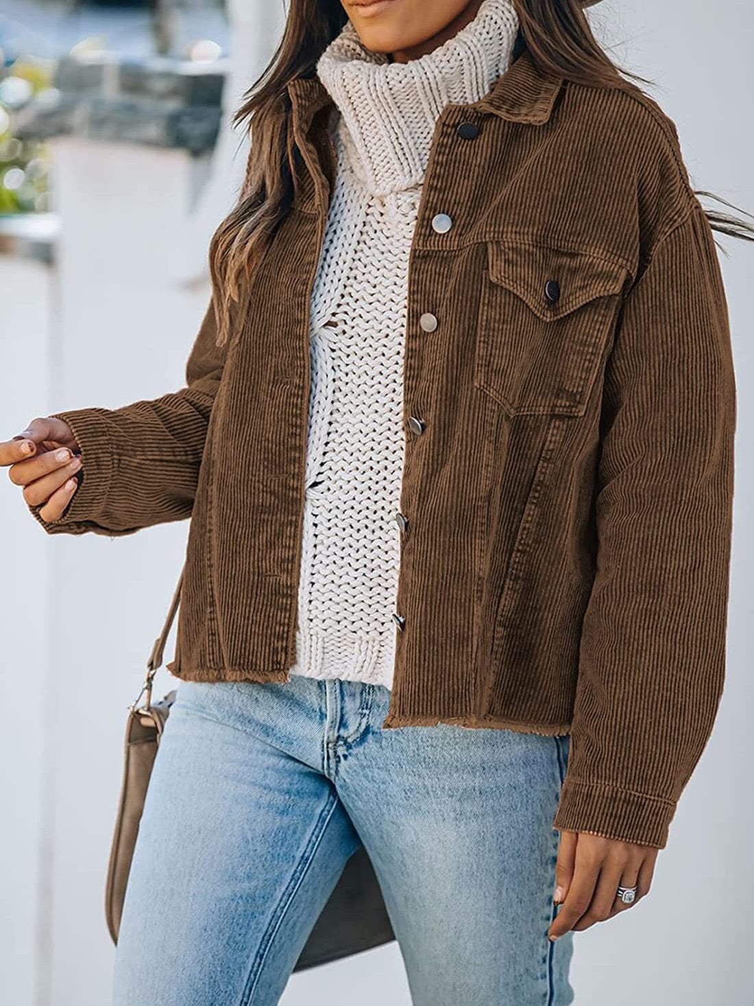 Women's Jackets Corduroy Button Loose Long Sleeve Jacket - Coats & Jackets - INS | Online Fashion Free Shipping Clothing, Dresses, Tops, Shoes - 19/10/2021 - 20-30 - Coats & Jackets