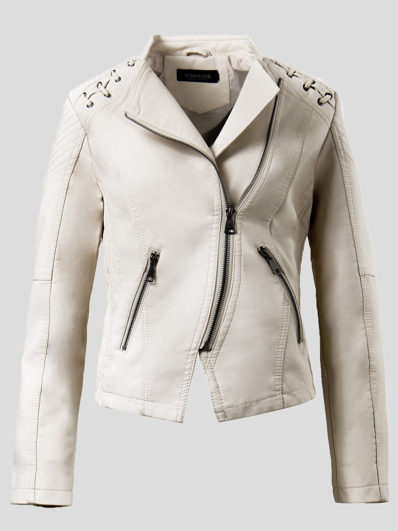 Women's Jackets Fashion Lapel Zip Leather Jacket - Coats & Jackets - INS | Online Fashion Free Shipping Clothing, Dresses, Tops, Shoes - 26/08/2021 - Coats & Jackets - color-beige