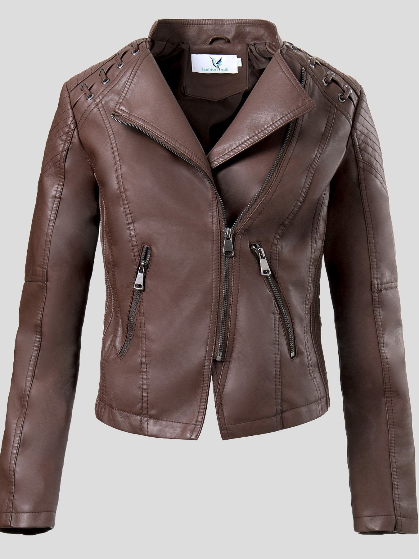 Women's Jackets Fashion Lapel Zip Leather Jacket - Coats & Jackets - INS | Online Fashion Free Shipping Clothing, Dresses, Tops, Shoes - 26/08/2021 - Coats & Jackets - color-beige