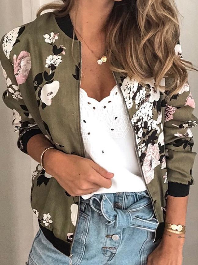 Women's Jackets Fashion Printed Zip Long Sleeve Jacket - Coats & Jackets - INS | Online Fashion Free Shipping Clothing, Dresses, Tops, Shoes - 10-20 - 27/10/2021 - Coats & Jackets