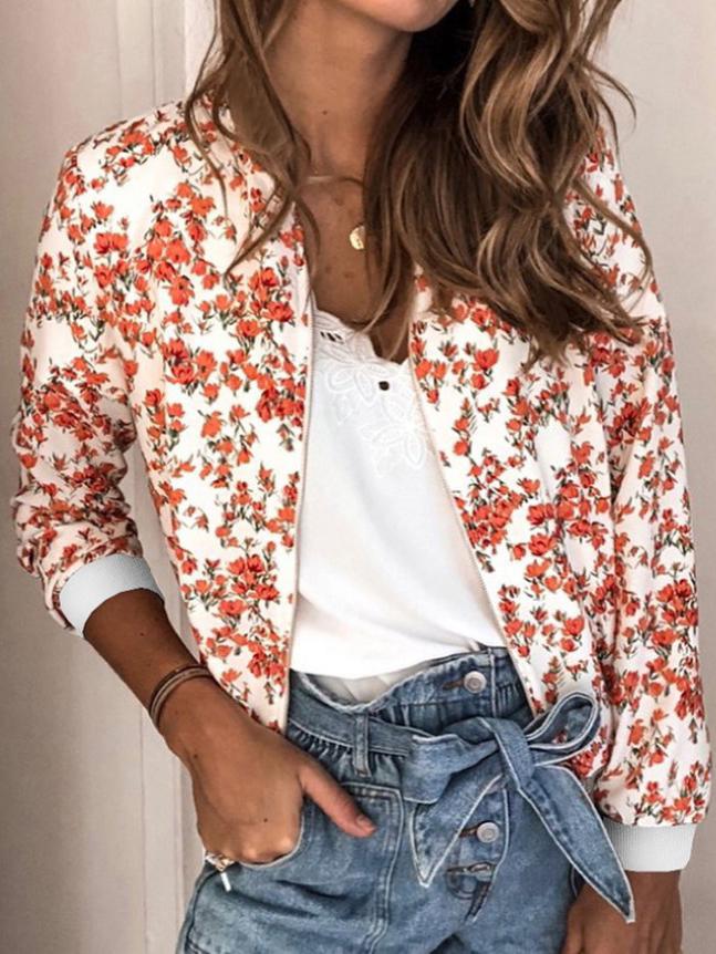 Women's Jackets Fashion Printed Zip Long Sleeve Jacket - Coats & Jackets - INS | Online Fashion Free Shipping Clothing, Dresses, Tops, Shoes - 10-20 - 27/10/2021 - Coats & Jackets