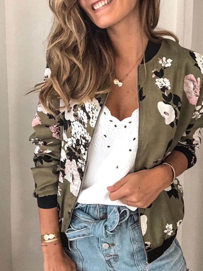 Women's Jackets Fashion Printed Zip Long Sleeve Jacket - Coats & Jackets - INS | Online Fashion Free Shipping Clothing, Dresses, Tops, Shoes - 10-20 - 27/10/2021 - Coats & Jackets