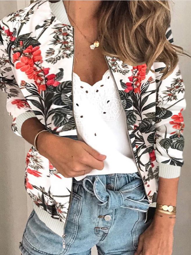 Women's Jackets Fashion Printed Zip Long Sleeve Jacket - Coats & Jackets - INS | Online Fashion Free Shipping Clothing, Dresses, Tops, Shoes - 10-20 - 27/10/2021 - Coats & Jackets