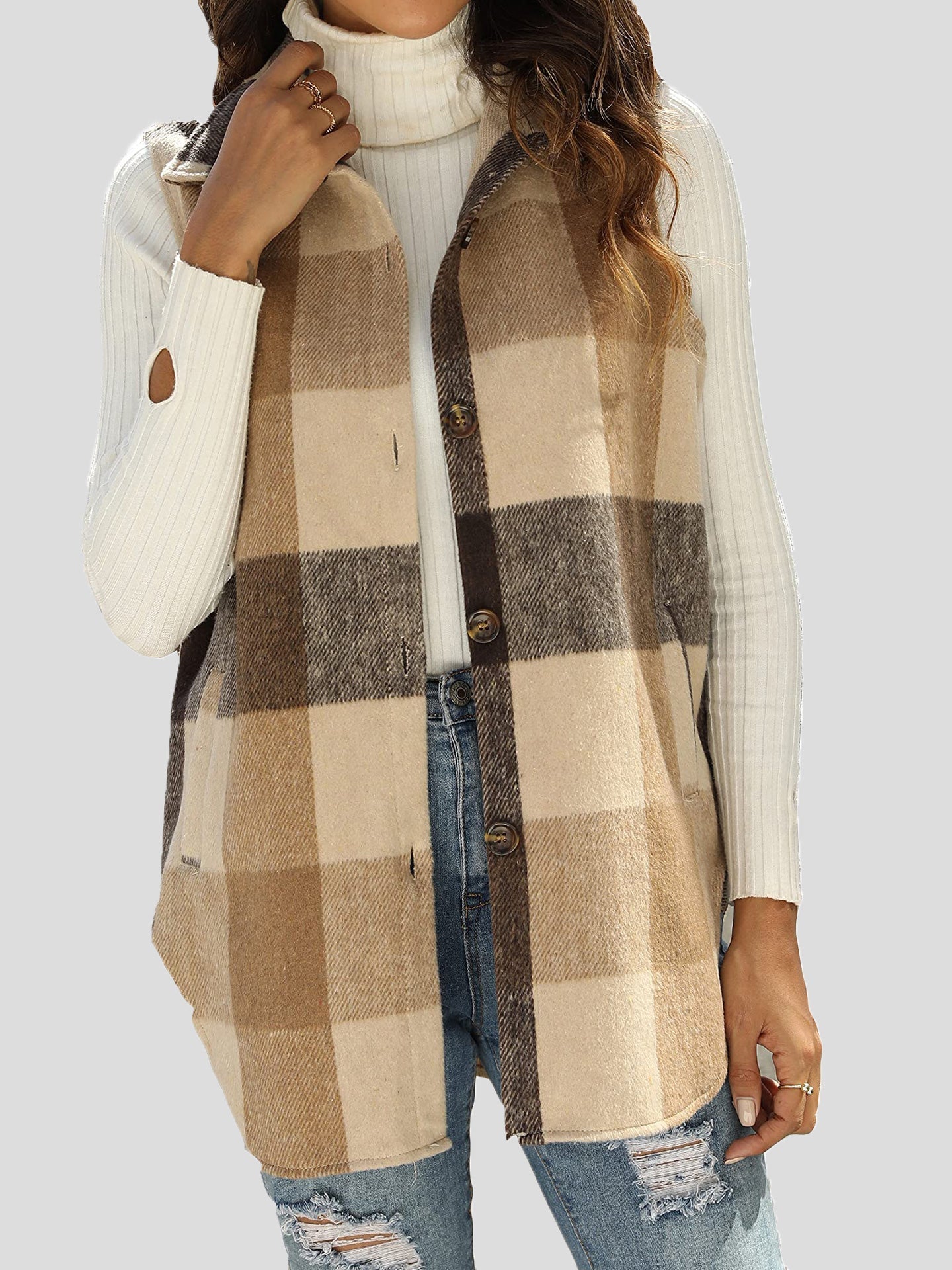 Women's Jackets Flannel Plaid Vintage Pocket Sleeveless Tank Jacket - Jackets - Instastyled | Online Fashion Free Shipping Clothing, Dresses, Tops, Shoes - 20/01/2022 - 40-50 - Coats & Jackets