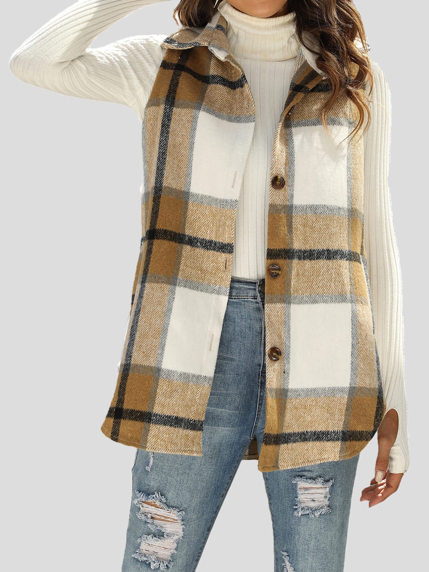 Women's Jackets Flannel Plaid Vintage Pocket Sleeveless Tank Jacket - Jackets - Instastyled | Online Fashion Free Shipping Clothing, Dresses, Tops, Shoes - 20/01/2022 - 40-50 - Coats & Jackets