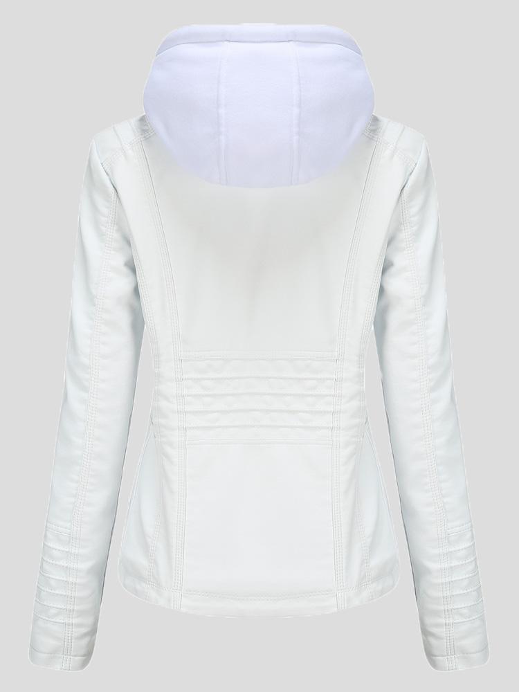 Women's Jackets Hooded Zipper Detachable Pu Leather Jacket - Coats & Jackets - INS | Online Fashion Free Shipping Clothing, Dresses, Tops, Shoes - 27/08/2021 - Coats & Jackets - color-apricot