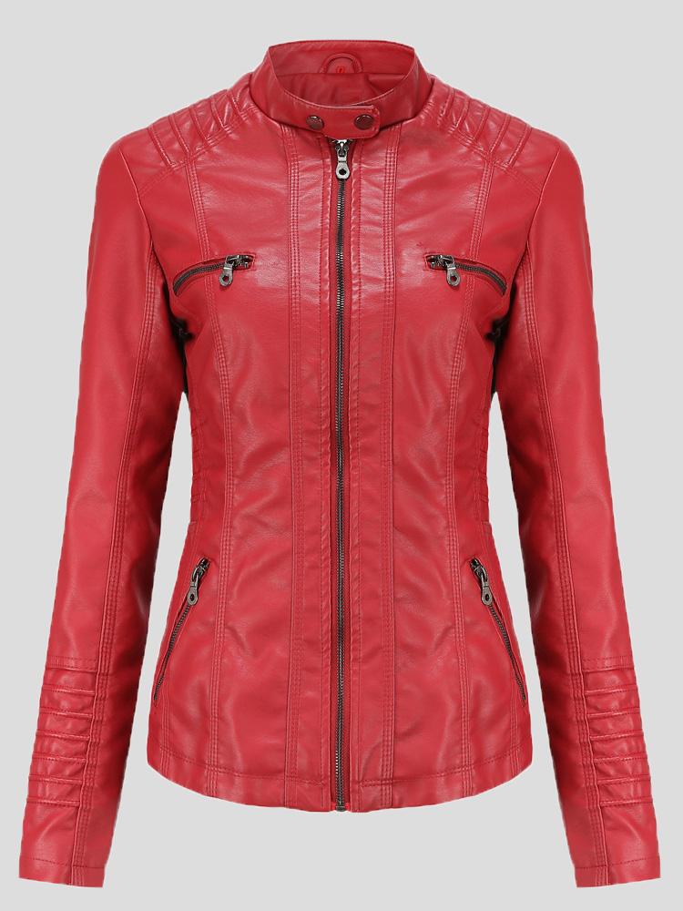 Women's Jackets Hooded Zipper Detachable Pu Leather Jacket - Coats & Jackets - INS | Online Fashion Free Shipping Clothing, Dresses, Tops, Shoes - 27/08/2021 - Coats & Jackets - color-apricot