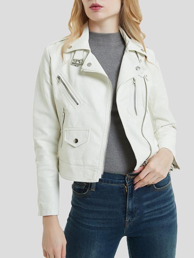 Women's Jackets Lapel Collar Button Motorcycle PU Short Leather Jacket - Coats & Jackets - INS | Online Fashion Free Shipping Clothing, Dresses, Tops, Shoes - 29/11/2021 - Coats & Jackets - color-black