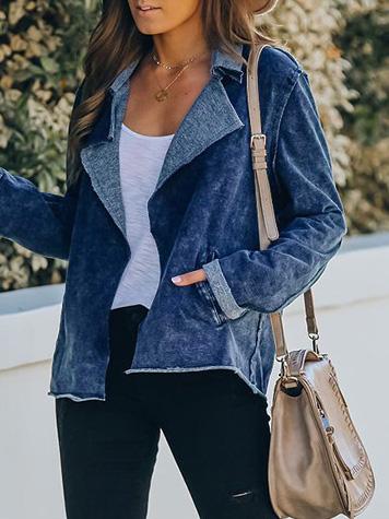 Women's Jackets Lapel Pocket Long Sleeve Denim Jacket - Coats & Jackets - Instastyled | Online Fashion Free Shipping Clothing, Dresses, Tops, Shoes - 02/12/2021 - 40-50 - Coats & Jackets