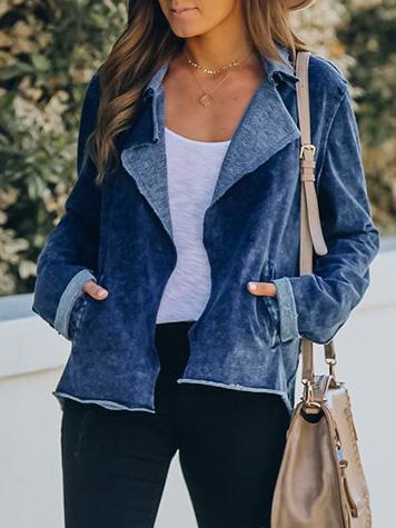 Women's Jackets Lapel Pocket Long Sleeve Denim Jacket - Coats & Jackets - Instastyled | Online Fashion Free Shipping Clothing, Dresses, Tops, Shoes - 02/12/2021 - 40-50 - Coats & Jackets