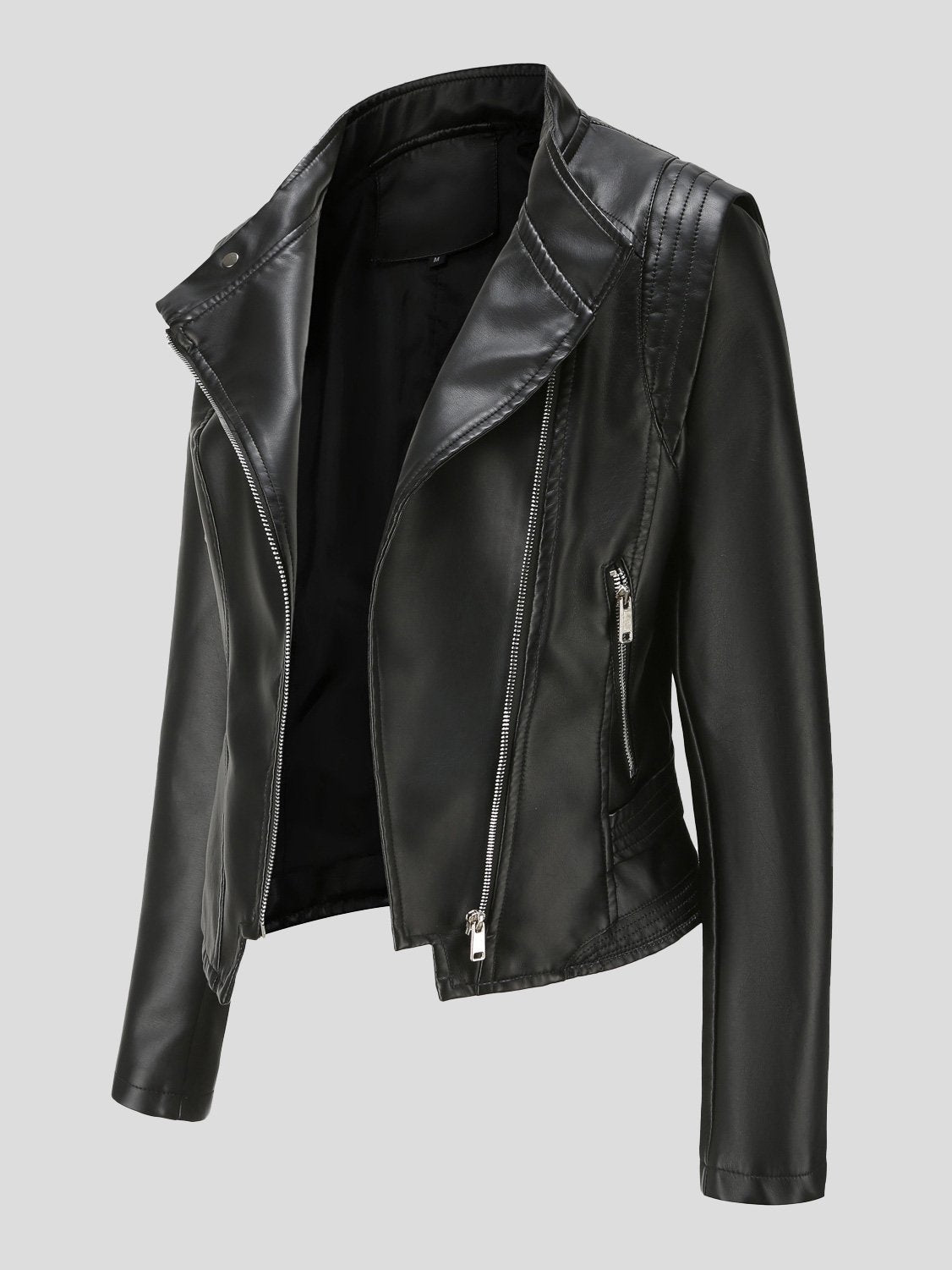 Women's Jackets Lapel Slim Long Sleeve Short PU Leather Jacket - Coats & Jackets - INS | Online Fashion Free Shipping Clothing, Dresses, Tops, Shoes - 29/11/2021 - Coats & Jackets - color-beige