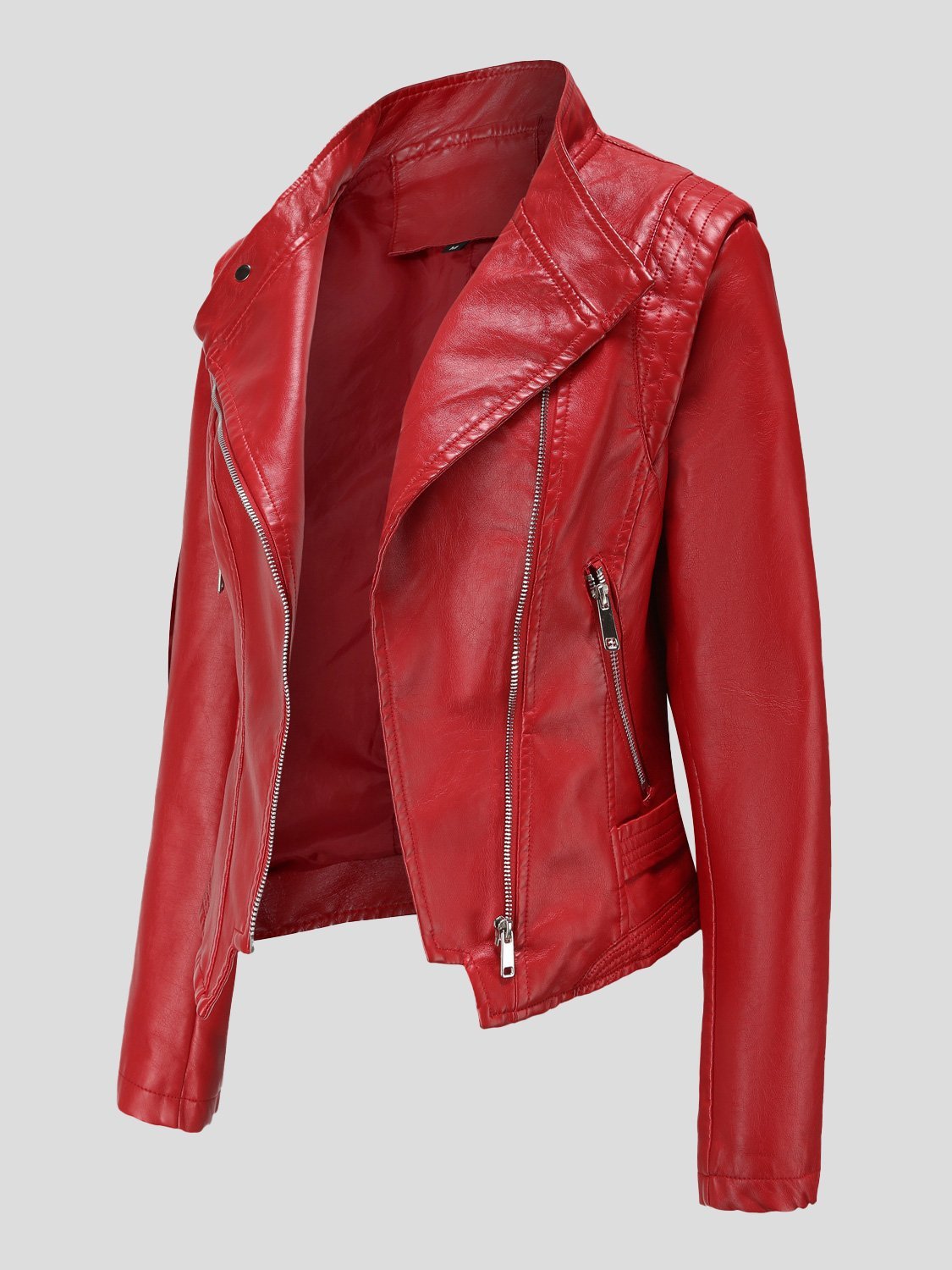 Women's Jackets Lapel Slim Long Sleeve Short PU Leather Jacket - Coats & Jackets - INS | Online Fashion Free Shipping Clothing, Dresses, Tops, Shoes - 29/11/2021 - Coats & Jackets - color-beige