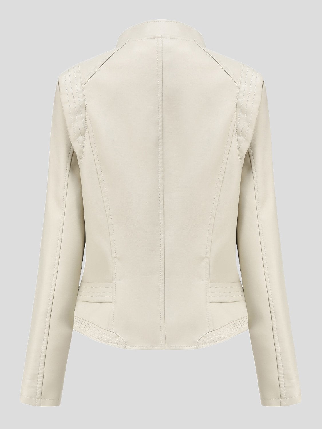 Women's Jackets Lapel Slim Long Sleeve Short PU Leather Jacket - Coats & Jackets - INS | Online Fashion Free Shipping Clothing, Dresses, Tops, Shoes - 29/11/2021 - Coats & Jackets - color-beige