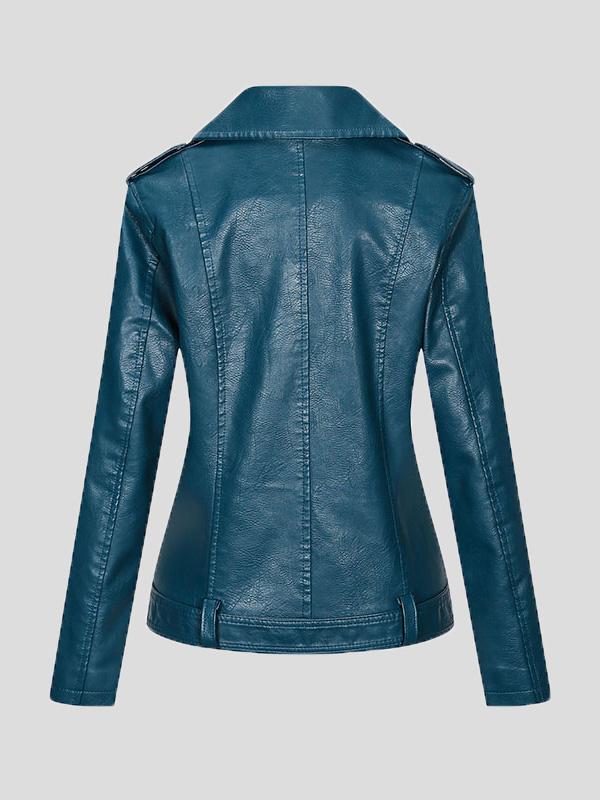Women's Jackets Lapel Slim Zipper Temperament Pu Leather Jacket - Coats & Jackets - INS | Online Fashion Free Shipping Clothing, Dresses, Tops, Shoes - 08/27/2021 - Coats & Jackets - color-apricot