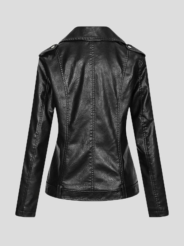 Women's Jackets Lapel Slim Zipper Temperament Pu Leather Jacket - Coats & Jackets - INS | Online Fashion Free Shipping Clothing, Dresses, Tops, Shoes - 08/27/2021 - Coats & Jackets - color-apricot