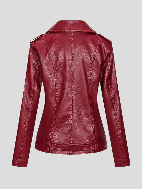 Women's Jackets Lapel Slim Zipper Temperament Pu Leather Jacket - Coats & Jackets - INS | Online Fashion Free Shipping Clothing, Dresses, Tops, Shoes - 08/27/2021 - Coats & Jackets - color-apricot