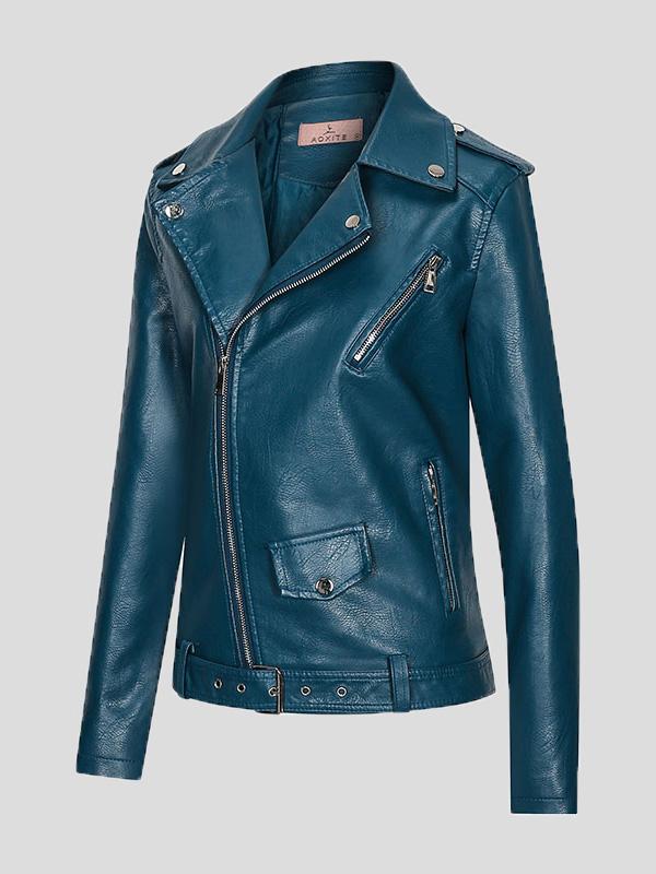 Women's Jackets Lapel Slim Zipper Temperament Pu Leather Jacket - Coats & Jackets - INS | Online Fashion Free Shipping Clothing, Dresses, Tops, Shoes - 08/27/2021 - Coats & Jackets - color-apricot