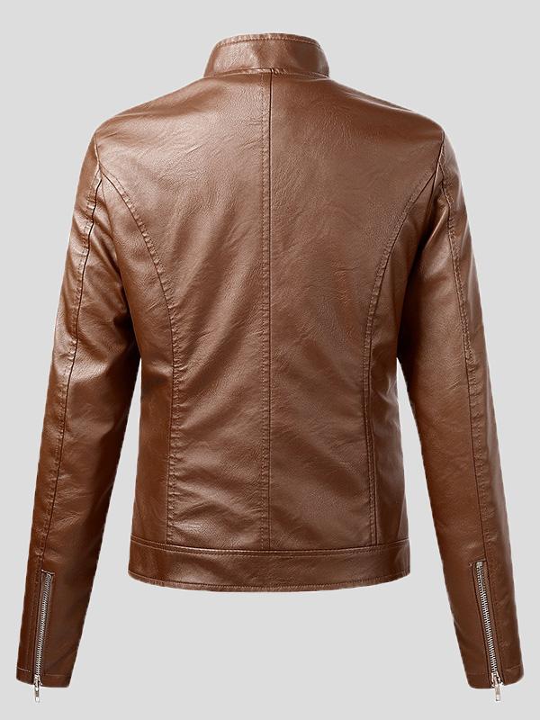 Women's Jackets Long Sleeve Pu Leather Short Motorcycle Jacket - Coats & Jackets - INS | Online Fashion Free Shipping Clothing, Dresses, Tops, Shoes - 26/08/2021 - Coats & Jackets - color-beige