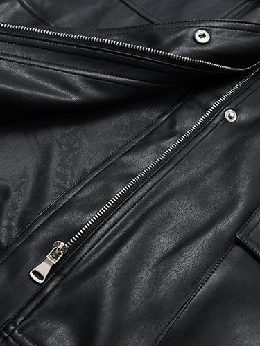 Women's Jackets Loose Retro Pocket Belt PU Leather Jacket - Coats & Jackets - INS | Online Fashion Free Shipping Clothing, Dresses, Tops, Shoes - 29/11/2021 - Coats & Jackets - color-black