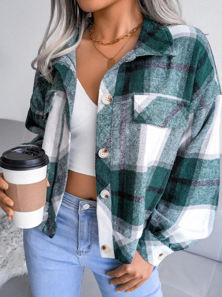 Women's Jackets Plaid Lantern Long Sleeve Woolen Jacket - Coats & Jackets - INS | Online Fashion Free Shipping Clothing, Dresses, Tops, Shoes - 03/11/2021 - 30-40 - Coats & Jackets