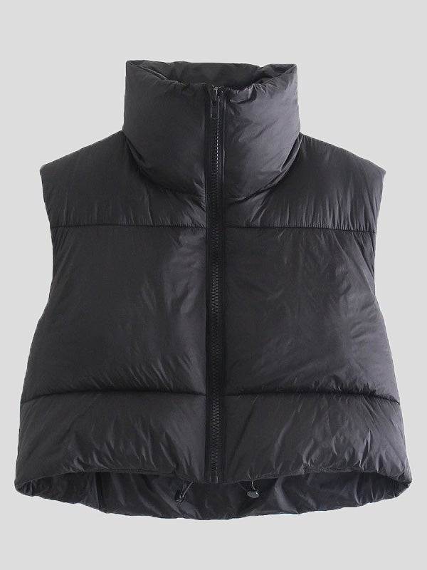 Women's Jackets Retro Simple Stand-Collar Down Cotton Vest - Coats & Jackets - Instastyled | Online Fashion Free Shipping Clothing, Dresses, Tops, Shoes - 31/12/2021 - Coats & Jackets - color-black