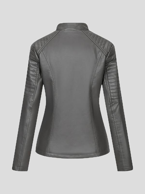 Women's Jackets Temperament Slim Zipped Leather Jacket - Coats & Jackets - INS | Online Fashion Free Shipping Clothing, Dresses, Tops, Shoes - 27/08/2021 - Coats & Jackets - color-black