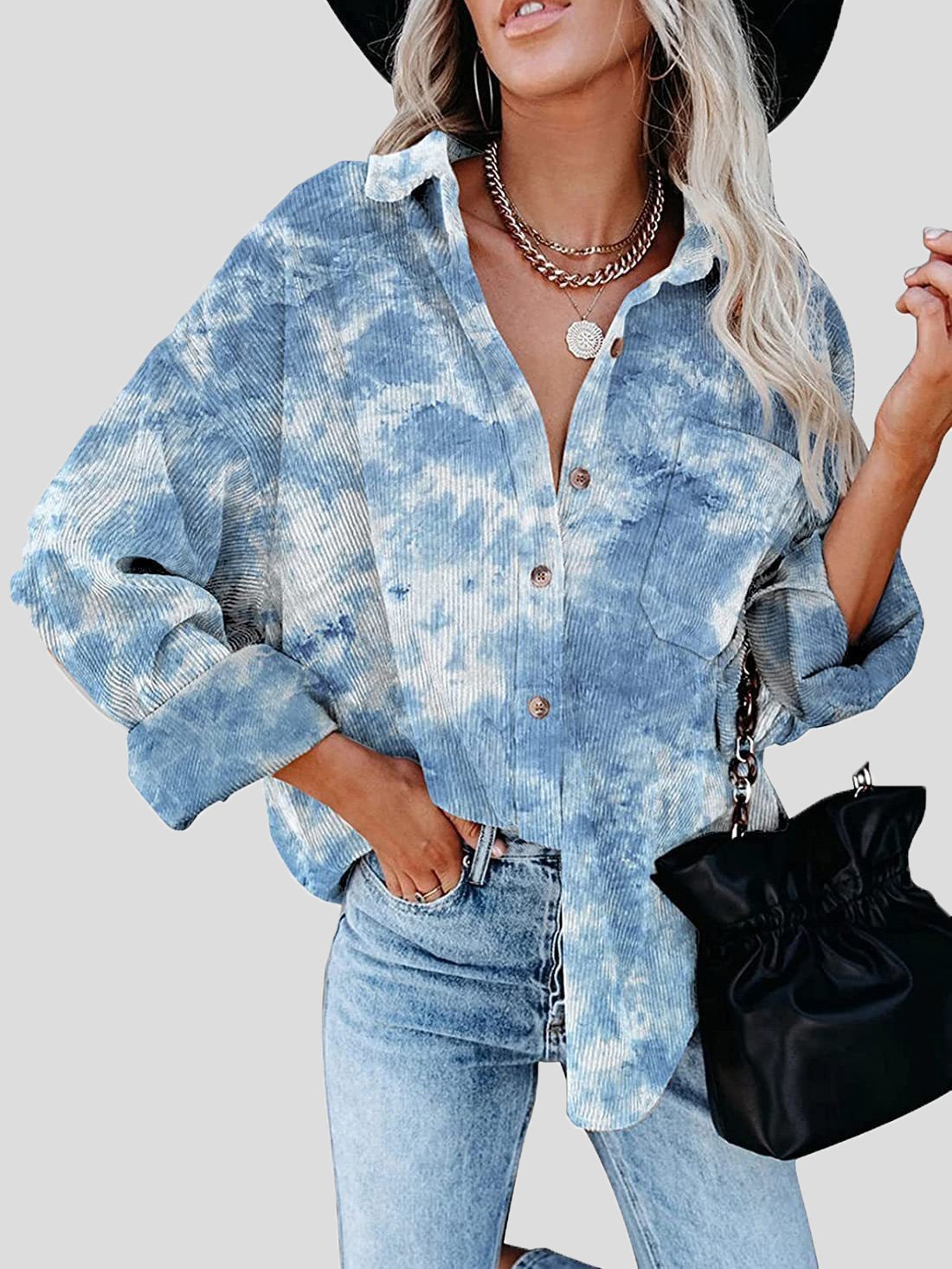 Women's Jackets Tie-Dye Long Sleeve Buttoned Shirt Jacket - Coats & Jackets - Instastyled | Online Fashion Free Shipping Clothing, Dresses, Tops, Shoes - 07/12/2021 - 30-40 - Coats & Jackets
