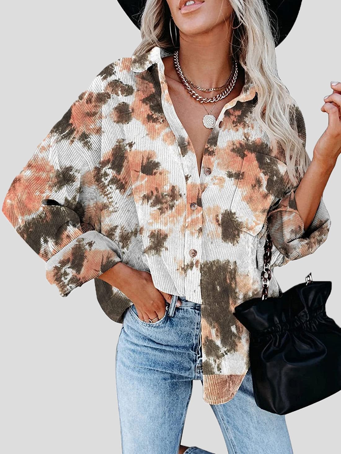 Women's Jackets Tie-Dye Long Sleeve Buttoned Shirt Jacket - Coats & Jackets - Instastyled | Online Fashion Free Shipping Clothing, Dresses, Tops, Shoes - 07/12/2021 - 30-40 - Coats & Jackets
