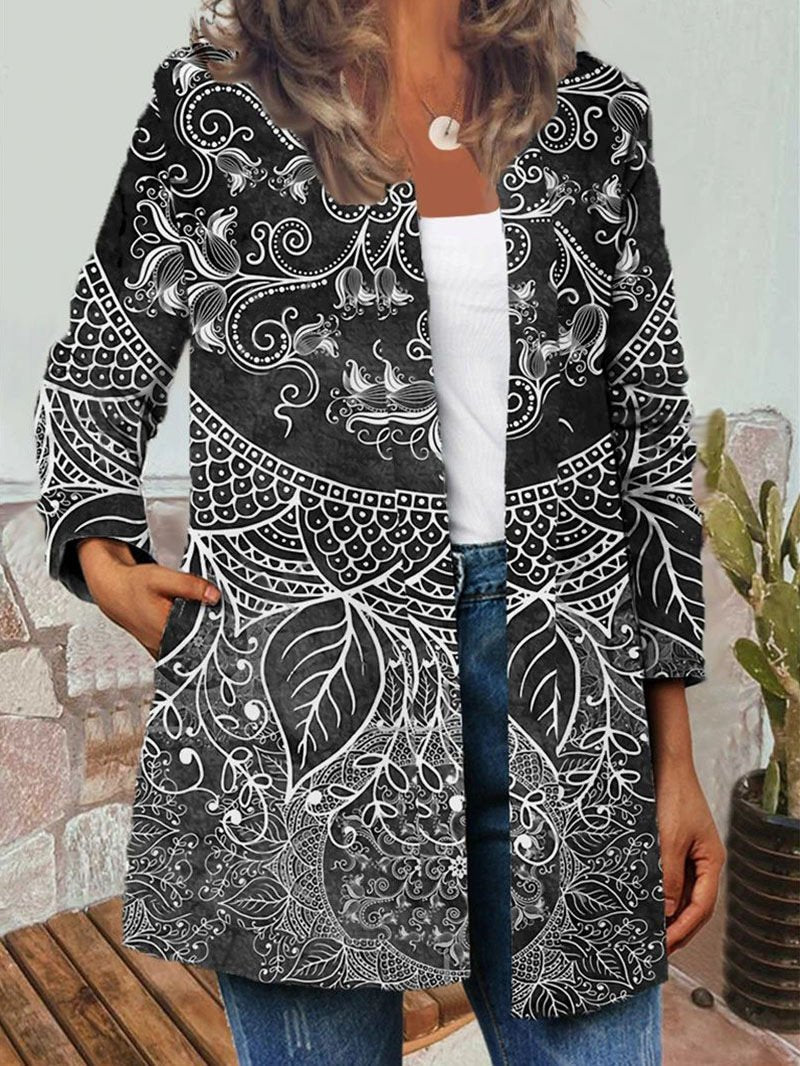 Women's Jackets Vintage Butterfly Leaf Print Long Sleeve Jacket - Coats & Jackets - INS | Online Fashion Free Shipping Clothing, Dresses, Tops, Shoes - 08/10/2021 - 30-40 - Coats & Jackets