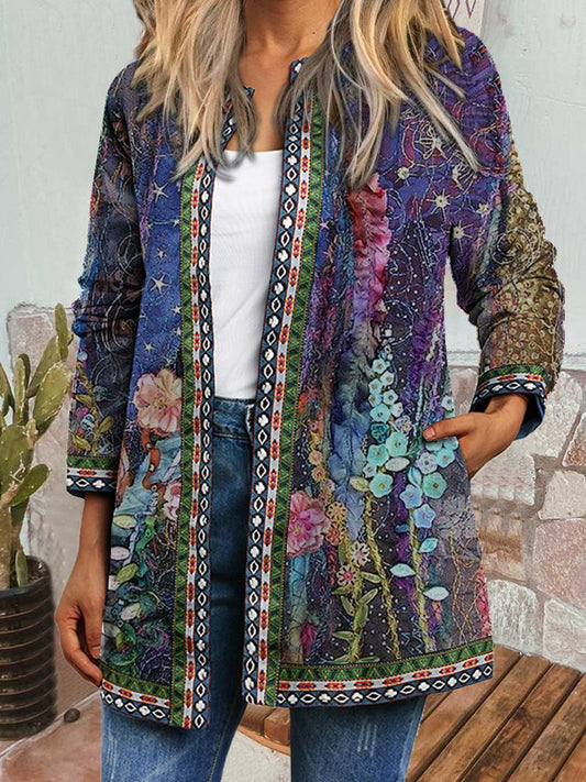 Women's Jackets Vintage Print Long Sleeve Cardigan Jacket - Coats & Jackets - INS | Online Fashion Free Shipping Clothing, Dresses, Tops, Shoes - 08/10/2021 - 30-40 - Coats & Jackets