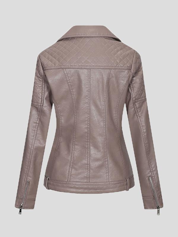 Women's Jackets Zipper Pu Long Sleeve Lapel Slim Fit Leather Jacket - Coats & Jackets - INS | Online Fashion Free Shipping Clothing, Dresses, Tops, Shoes - 27/08/2021 - Coats & Jackets - color-black