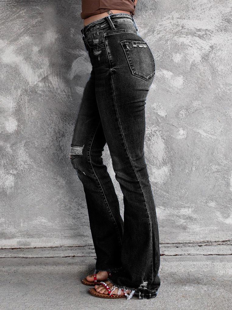 Women's Jeans Ripped High Waist Retro Slim Micro Flared Jeans - Jeans - Instastyled | Online Fashion Free Shipping Clothing, Dresses, Tops, Shoes - 03/12/2021 - 30-40 - Bottoms