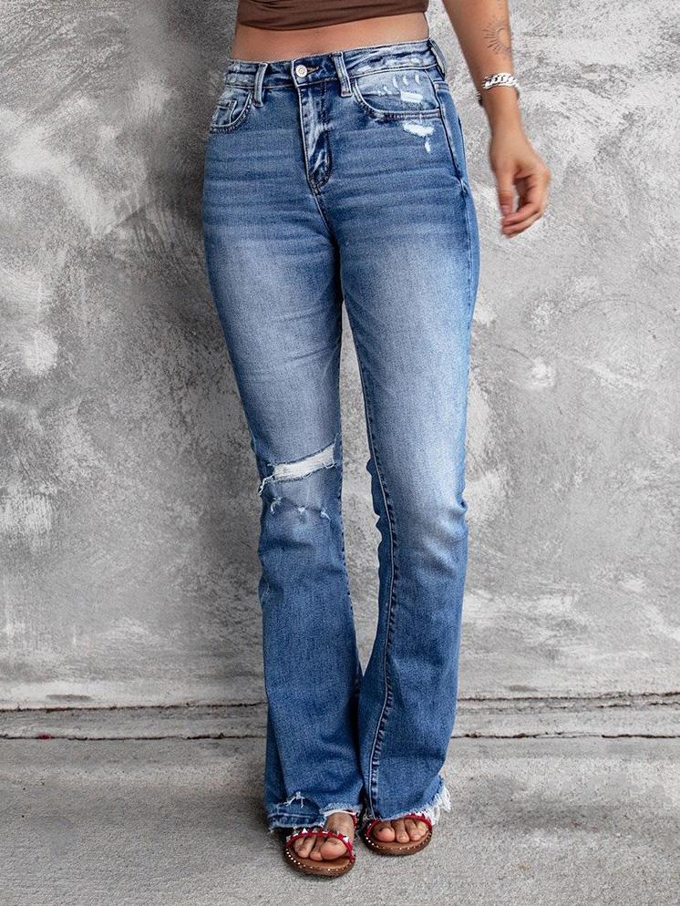 Women's Jeans Ripped High Waist Retro Slim Micro Flared Jeans - Jeans - Instastyled | Online Fashion Free Shipping Clothing, Dresses, Tops, Shoes - 03/12/2021 - 30-40 - Bottoms