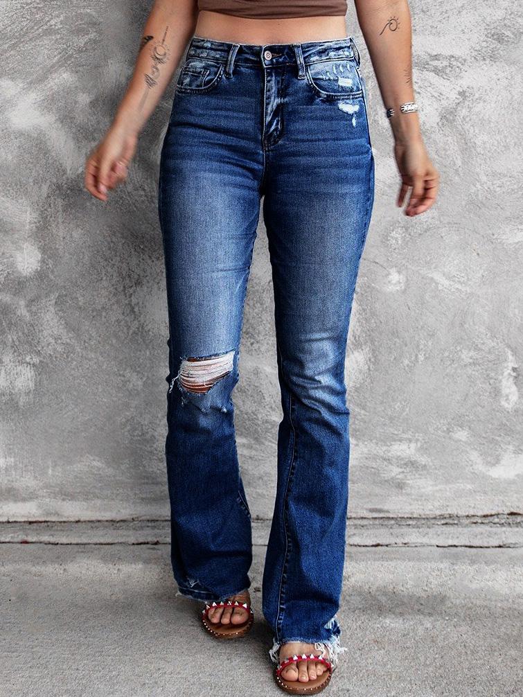 Women's Jeans Ripped High Waist Retro Slim Micro Flared Jeans - Jeans - Instastyled | Online Fashion Free Shipping Clothing, Dresses, Tops, Shoes - 03/12/2021 - 30-40 - Bottoms