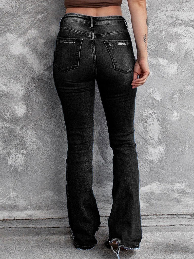 Women's Jeans Ripped High Waist Retro Slim Micro Flared Jeans - Jeans - Instastyled | Online Fashion Free Shipping Clothing, Dresses, Tops, Shoes - 03/12/2021 - 30-40 - Bottoms