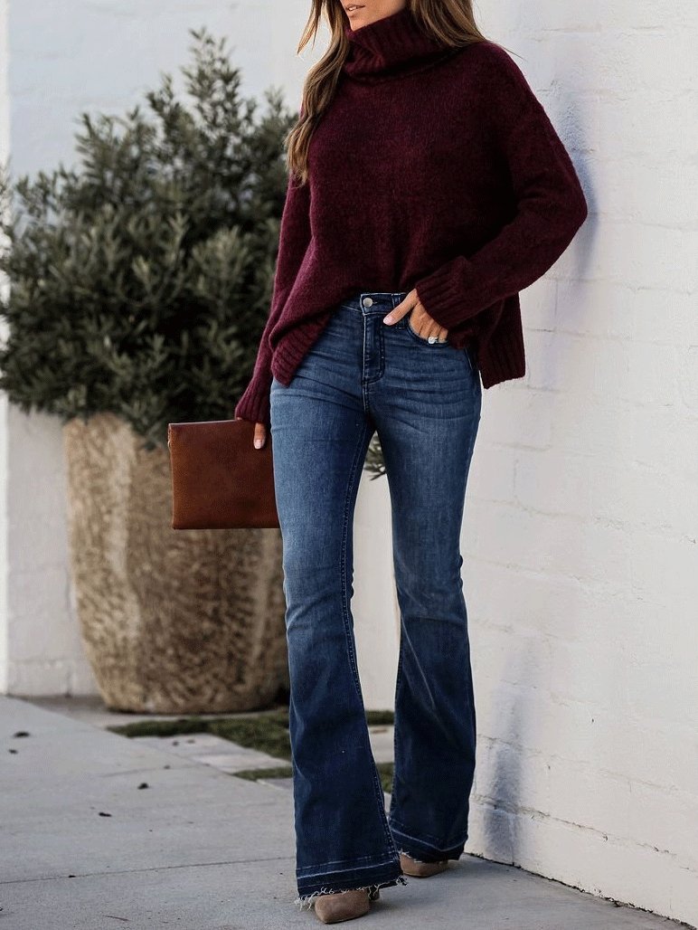 Women's Jeans Slim Pocket Temperament Micro Flared Jeans - Jeans - INS | Online Fashion Free Shipping Clothing, Dresses, Tops, Shoes - 03/09/2021 - 30-40 - Bottom