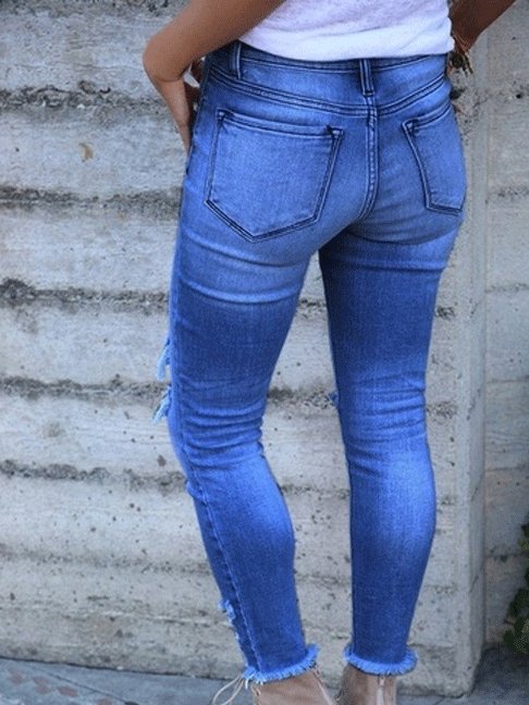 Women's Jeans Washed Ripped Slim-Fit Skinny Jeans - Jeans - INS | Online Fashion Free Shipping Clothing, Dresses, Tops, Shoes - 03/09/2021 - 20-30 - Bottom