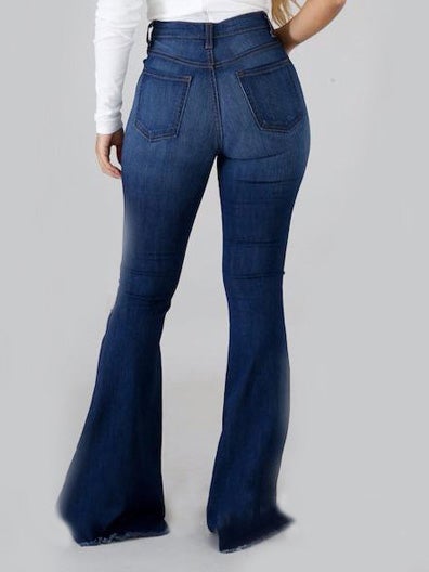 Women's Jeans Washed Shredded Slim Fit Flare Jeans - Jeans - Instastyled | Online Fashion Free Shipping Clothing, Dresses, Tops, Shoes - 18/01/2022 - 40-50 - Bottoms