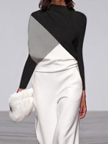 Women's Jumpsuits Black And White Color Matching Long Sleeve Jumpsuit - Jumpsuits & Rompers - Instastyled | Online Fashion Free Shipping Clothing, Dresses, Tops, Shoes - 05/01/2022 - 40-50 - Bottoms