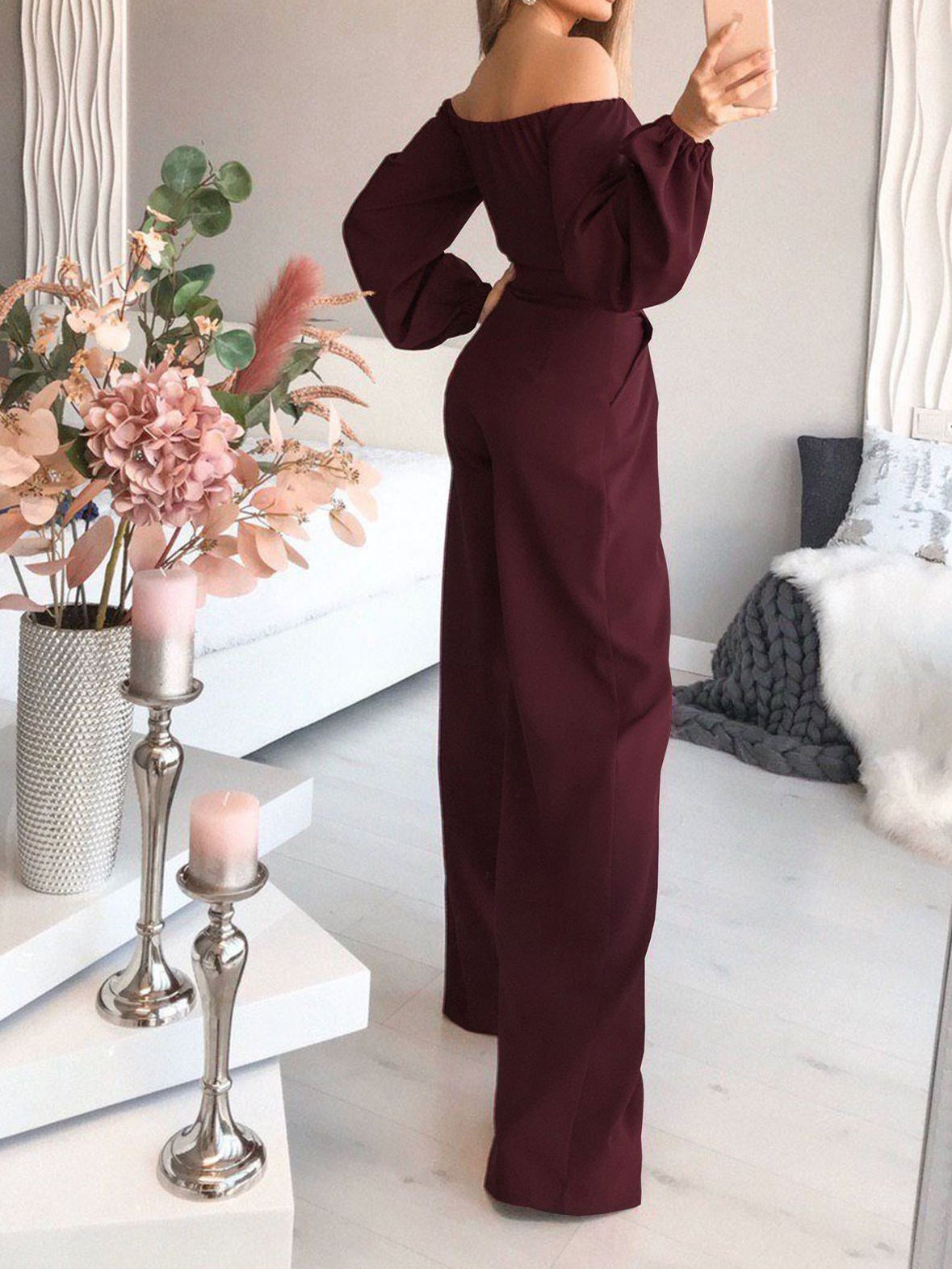 Women's Jumpsuits Boat Neck Long Sleeve Pocket Slim Jumpsuit - Jumpsuits & Rompers - Instastyled | Online Fashion Free Shipping Clothing, Dresses, Tops, Shoes - 31/12/2021 - Bottoms - color-black