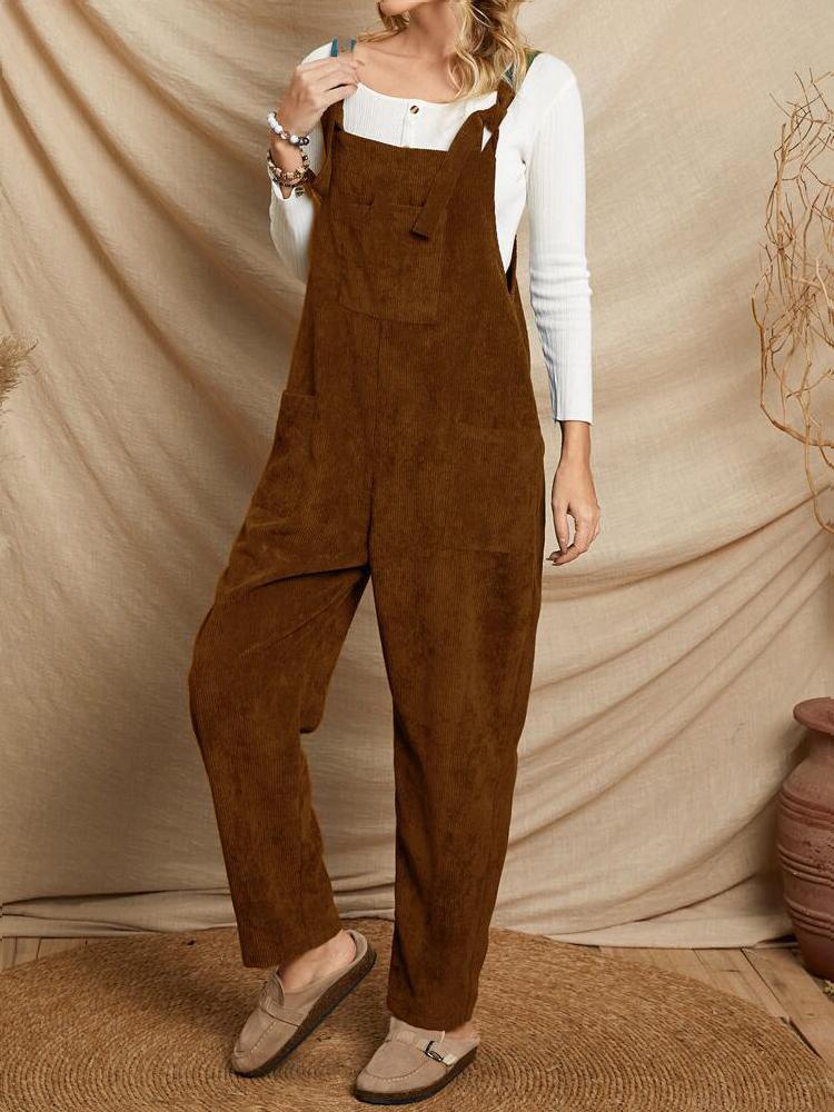 Women's Jumpsuits Casual Solid Corduroy Pocket Suspenders Jumpsuit - Jumpsuits & Rompers - INS | Online Fashion Free Shipping Clothing, Dresses, Tops, Shoes - 20-30 - 26/10/2021 - Bottoms