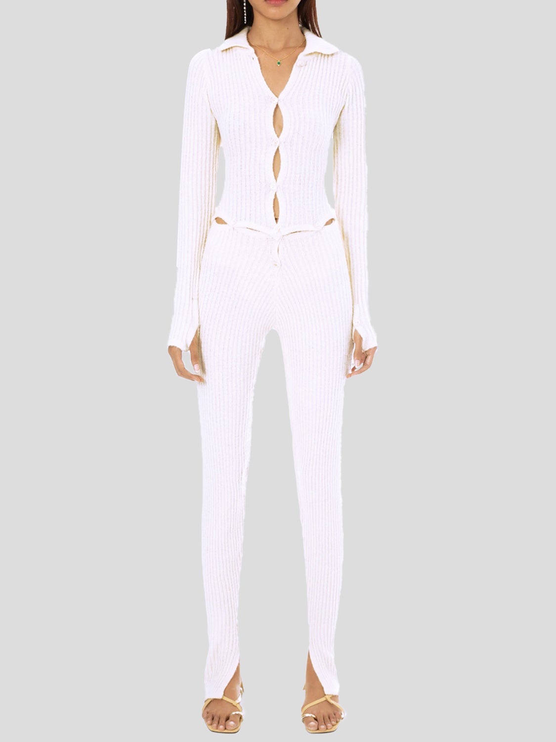 Women's Jumpsuits Long Sleeve Button Hollow Knit Jumpsuit - Jumpsuits & Rompers - Instastyled | Online Fashion Free Shipping Clothing, Dresses, Tops, Shoes - 12/01/2022 - Bottoms - color-black