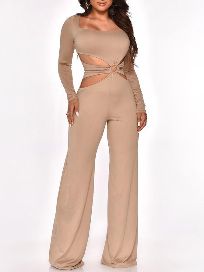 Women's Jumpsuits Long Sleeve Cut-Waist Skinny Jumpsuit - Jumpsuits & Rompers - INS | Online Fashion Free Shipping Clothing, Dresses, Tops, Shoes - 02/09/2021 - 30-40 - Bottom