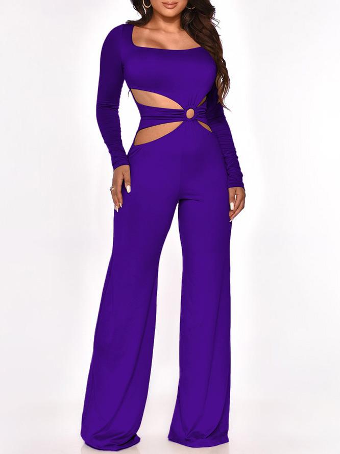 Women's Jumpsuits Long Sleeve Cut-Waist Skinny Jumpsuit - Jumpsuits & Rompers - INS | Online Fashion Free Shipping Clothing, Dresses, Tops, Shoes - 02/09/2021 - 30-40 - Bottom