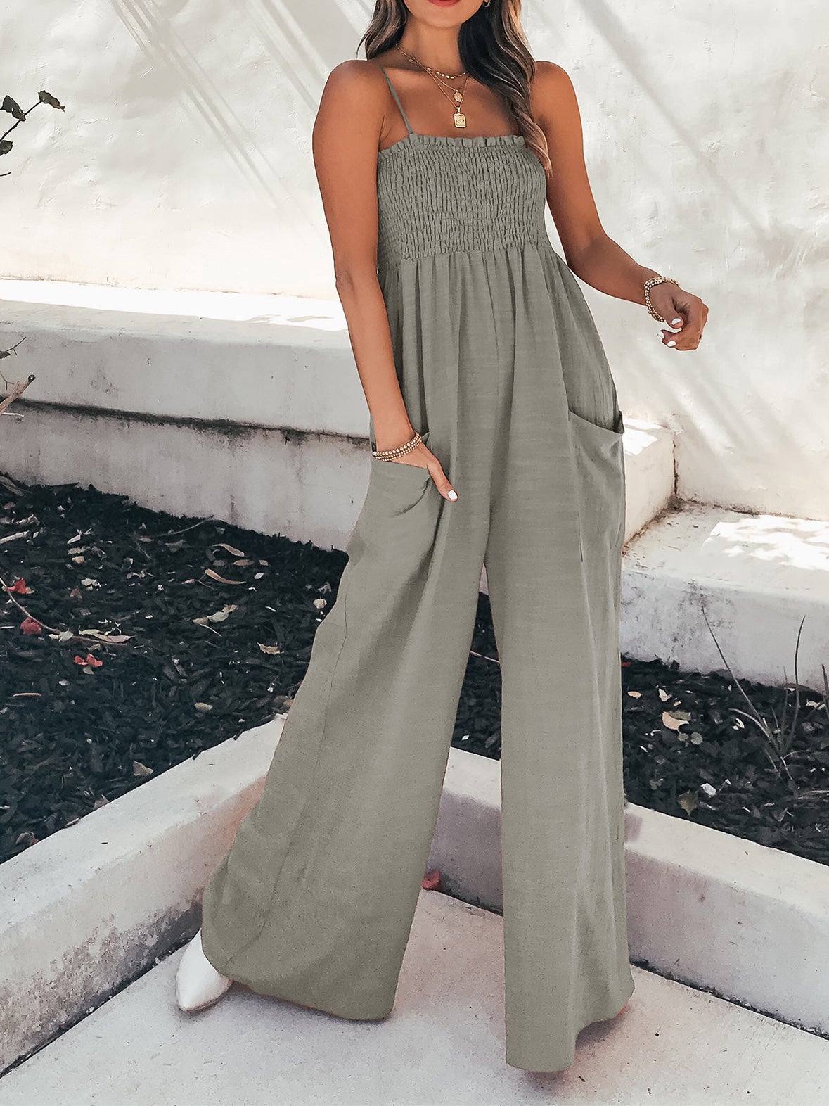 Women's Jumpsuits Loose Sling Pocket Wide-Leg Jumpsuit - Jumpsuits & Rompers - Instastyled | Online Fashion Free Shipping Clothing, Dresses, Tops, Shoes - 18/01/2022 - 30-40 - Bottoms
