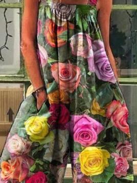 Women's Jumpsuits Vintage Print Loose Suspenders Wide-Leg Jumpsuit - Jumpsuits & Rompers - INS | Online Fashion Free Shipping Clothing, Dresses, Tops, Shoes - 11/08/2021 - 20-30 - Bottom