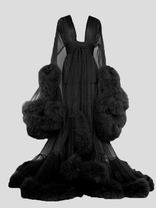 Women's Lingeries Feather Flared Sleeve Trailing Sheer Nightdress - Lingeries - Instastyled | Online Fashion Free Shipping Clothing, Dresses, Tops, Shoes - 18/02/2022 - All Accs & Jewelry - color-black
